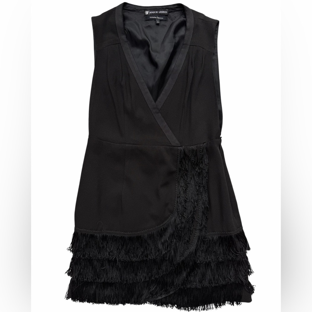 Bergdorf Goodman 5F Nanette Lepore Black Fringe Cocktail Dress Size 2 Luxury